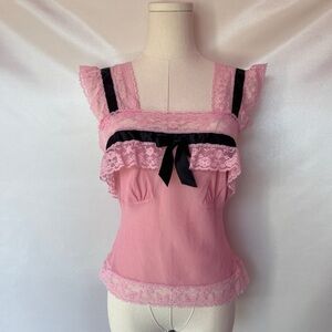 Betsey Johnson Betseyville Pink Silk Tank